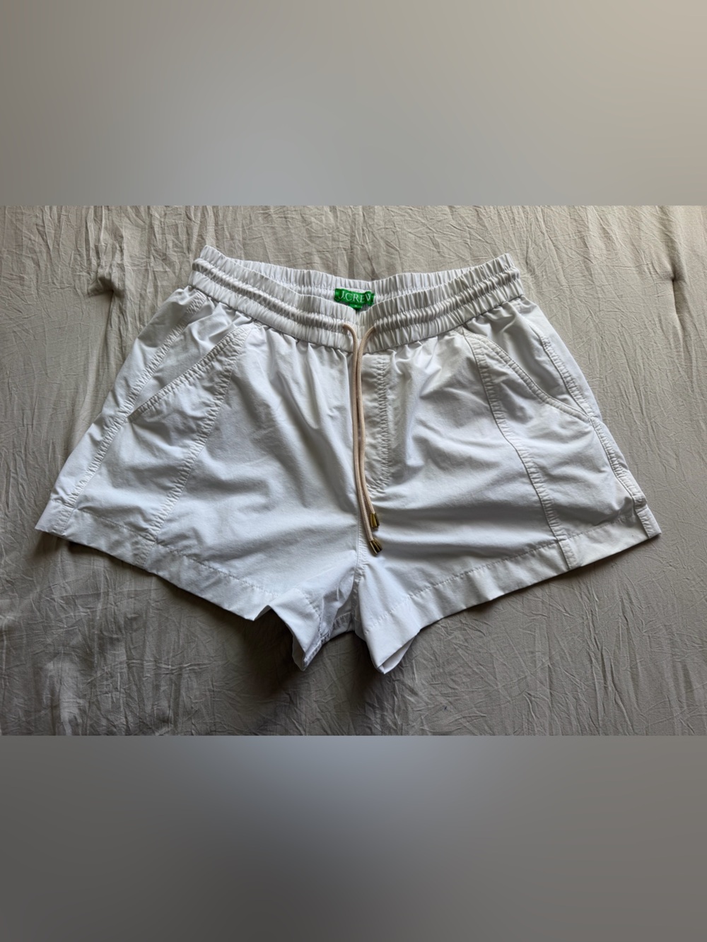 J. Crew Womens Eco Paddle Shorts Drawstring BC097 White Size Medium
